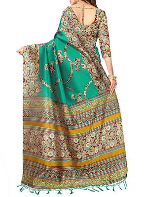 green silk blend mysore saree with blouse - 14901924 - Standard Image - 2
