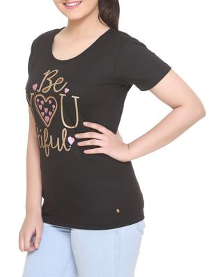 black printed viscose tee - 14902279 - Standard Image - 2
