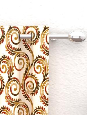 Cream Floral 2 pc Door curtain - 14902342 - Standard Image - 2