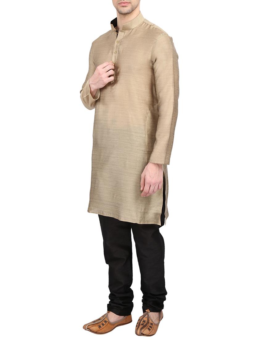 golden silk blend ethnic wear set - 14902486 - Zoom Image - 2