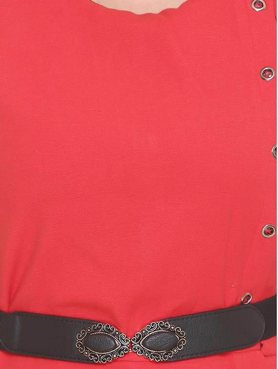 red solid belted dress - 14903631 - Zoom Image - 5