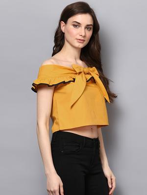bow tie off shoulder crop top - 14905847 - Standard Image - 2