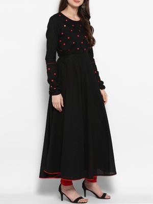 black cotton anarkali kurta - 14905998 - Standard Image - 2