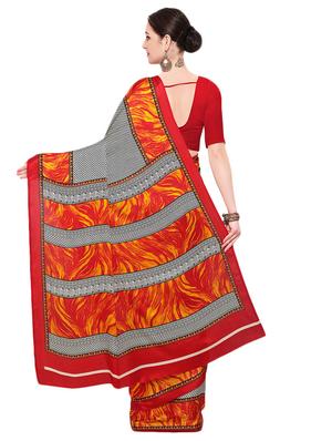 Grey printed saree with blouse - 14906991 - Standard Image - 2