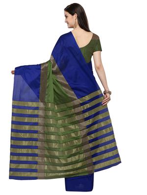 blue woven saree with blouse - 14907011 - Standard Image - 2
