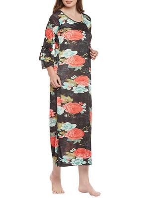 multi colored satin nightwear gown - 14907423 - Standard Image - 2