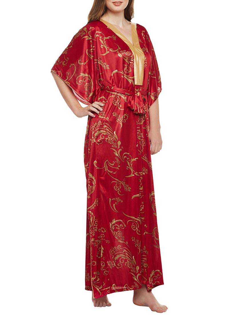 red printed satin kimono - 14907433 - Zoom Image - 2