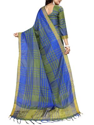 blue cotton silk ikat saree with blouse - 14907914 - Standard Image - 2