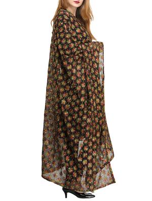 black poly chiffon phulkari dupatta - 14908737 - Standard Image - 2