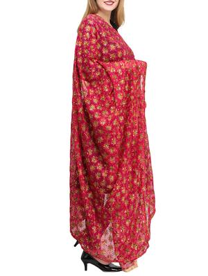 magenta poly chiffon phulkari dupatta - 14908740 - Standard Image - 2