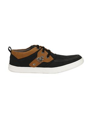 black leatherette lace up sneaker - 14908772 - Standard Image - 2