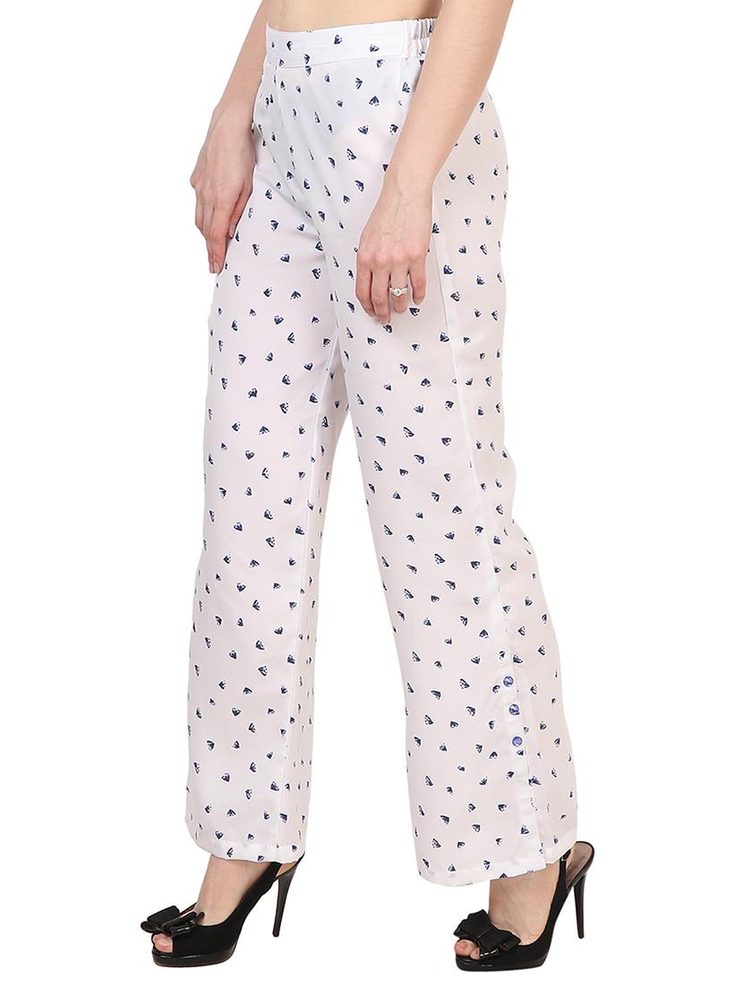 white printed palazzo - 14908814 - Zoom Image - 2