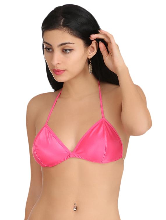 set of 3 multicolored satin plunge bra - 14909329 - Zoom Image - 2