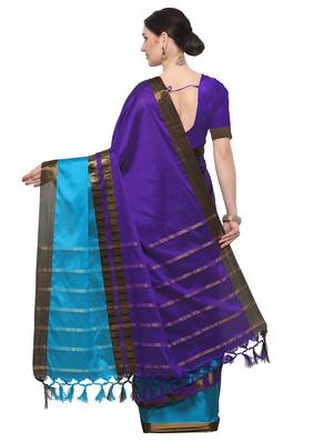 Color block bordered saree with blouse - 14909531 - Standard Image - 2