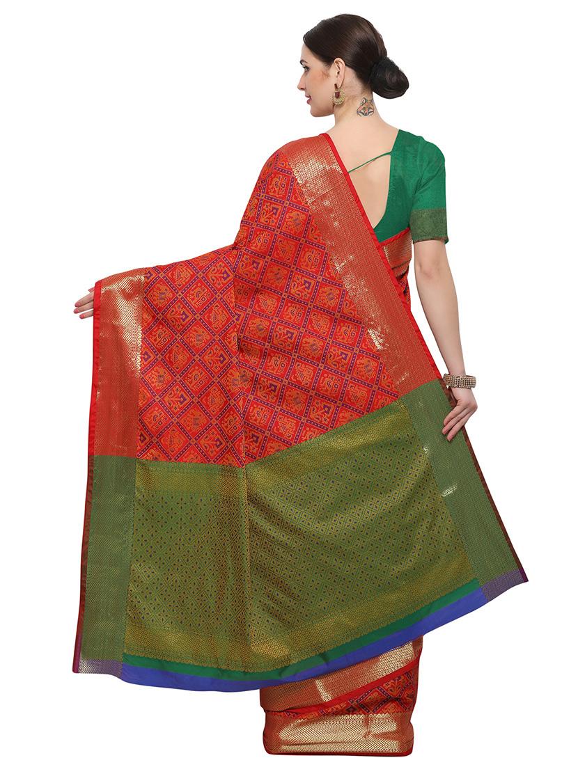 Zari bordered woven saree with blouse - 14909568 - Zoom Image - 2