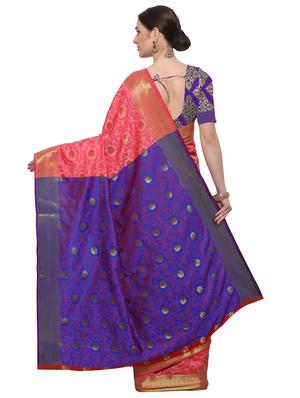 Zari floral woven saree with blouse - 14909573 - Standard Image - 2