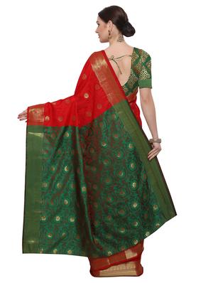 Zari floral woven saree with blouse - 14909574 - Standard Image - 2