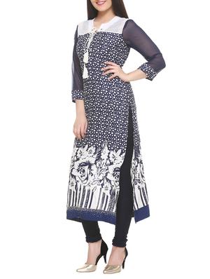 blue rayon straight kurta - 14910033 - Standard Image - 2