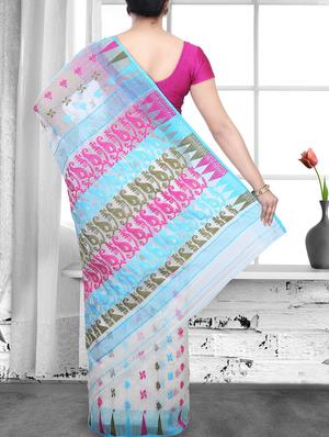 white handloom saree - 14910101 - Standard Image - 2
