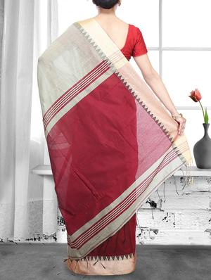 cream cotton handloom saree - 14910113 - Standard Image - 2