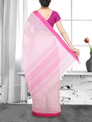 pink cotton handloom saree - 14910165 - Standard Image - 2