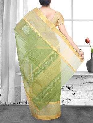 green cotton handloom saree - 14910176 - Standard Image - 2