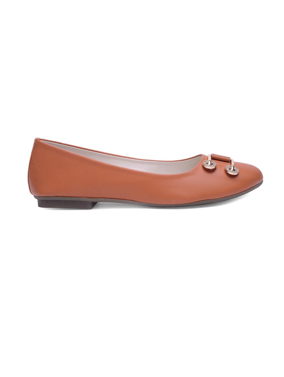 tan faux leather slip on ballerina - 14910347 - Zoom Image - 2