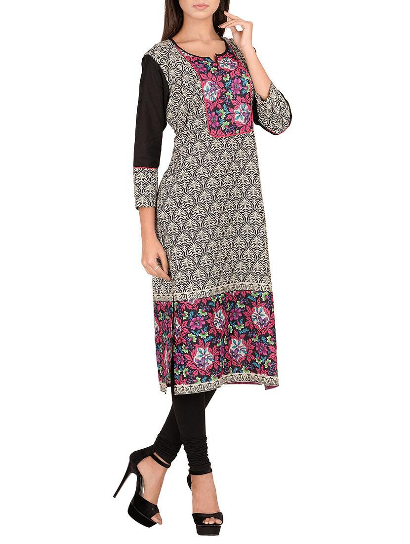 multi cotton straight kurta - 14911387 - Zoom Image - 2