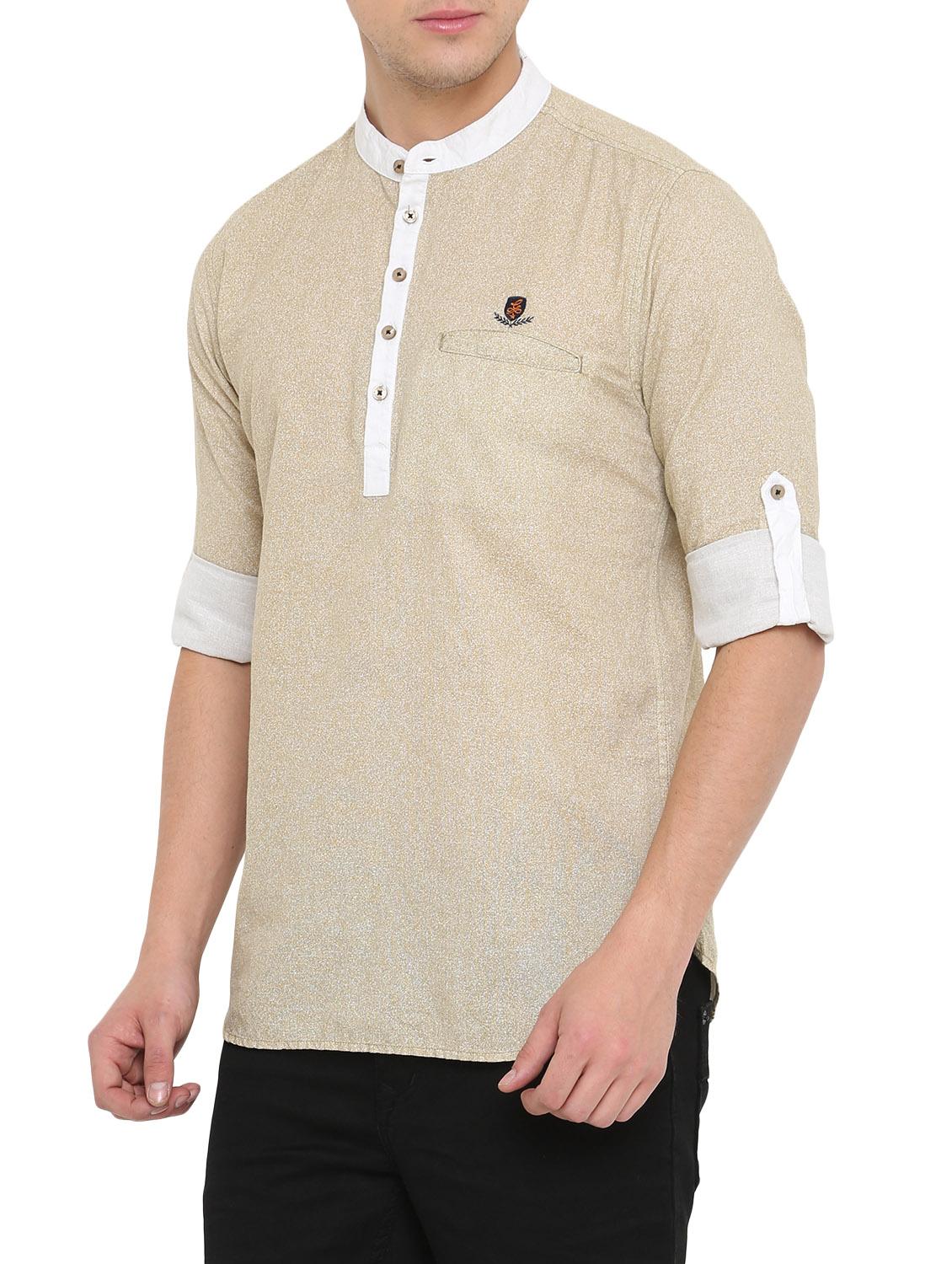 beige cotton short kurta - 14911882 - Zoom Image - 2