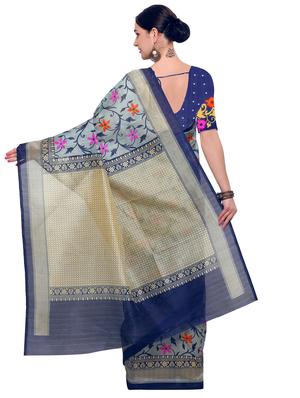 grey art silk printed saree with blouse - 14912301 - Standard Image - 2
