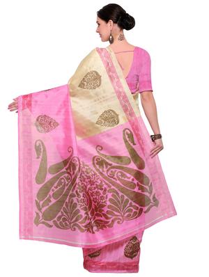 pink printed saree with blouse - 14912305 - Standard Image - 2