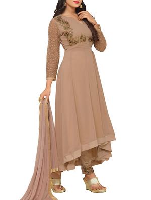 embroidered semi-stitched high-low suit - 14912447 - Standard Image - 2