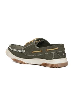 green Canvas lace up boatshoe - 14912567 - Standard Image - 2
