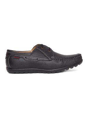 black leatherette lace up boatshoe - 14912592 - Standard Image - 2