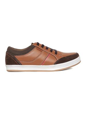 tan leatherette lace up sneaker - 14912608 - Standard Image - 2