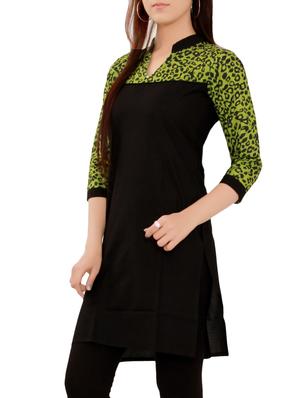 black colored cotton straight kurta - 14914667 - Standard Image - 2