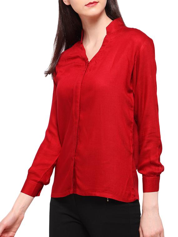 solid red rayon shirt - 14914841 - Zoom Image - 2