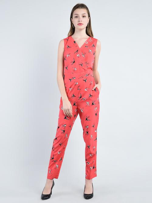 pink crepe full leg jumpsuit - 14914864 - Standard Image - 1