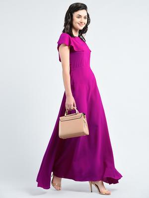 Boat neck gown dress - 14915213 - Standard Image - 5