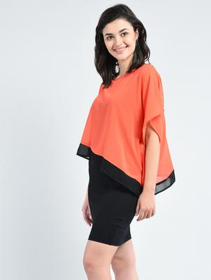 orange solid layered dress - 14915216 - Standard Image - 2