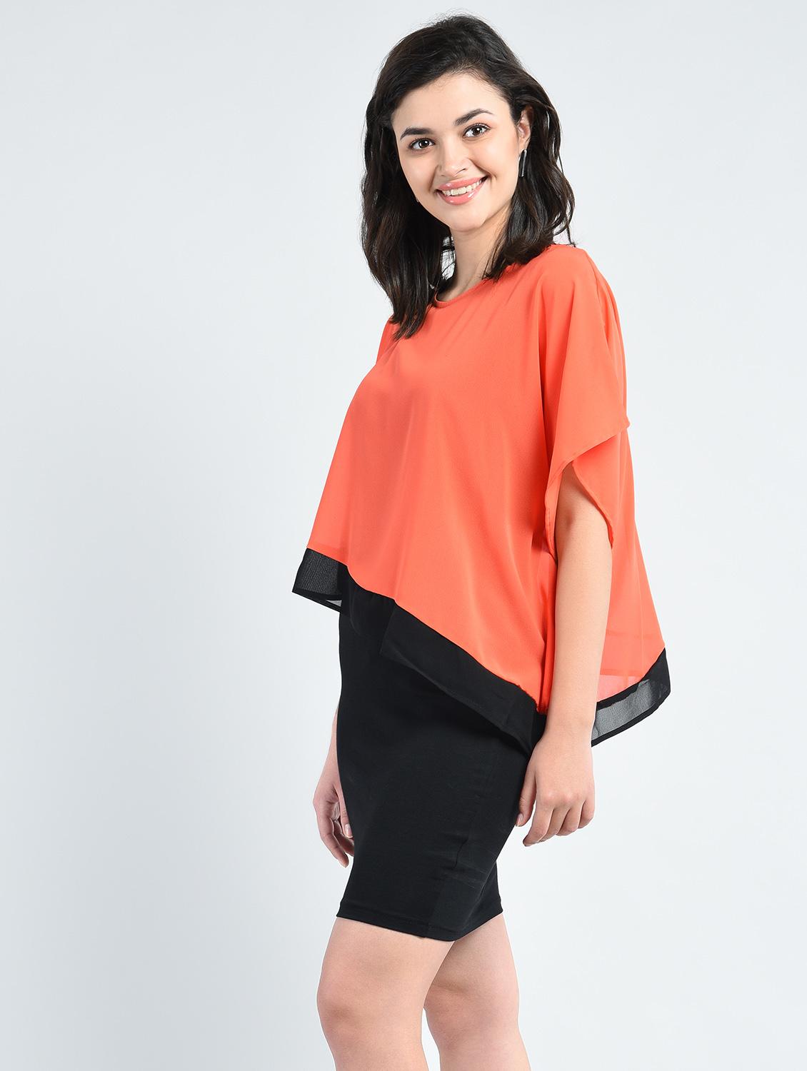 orange solid layered dress - 14915216 - Zoom Image - 2