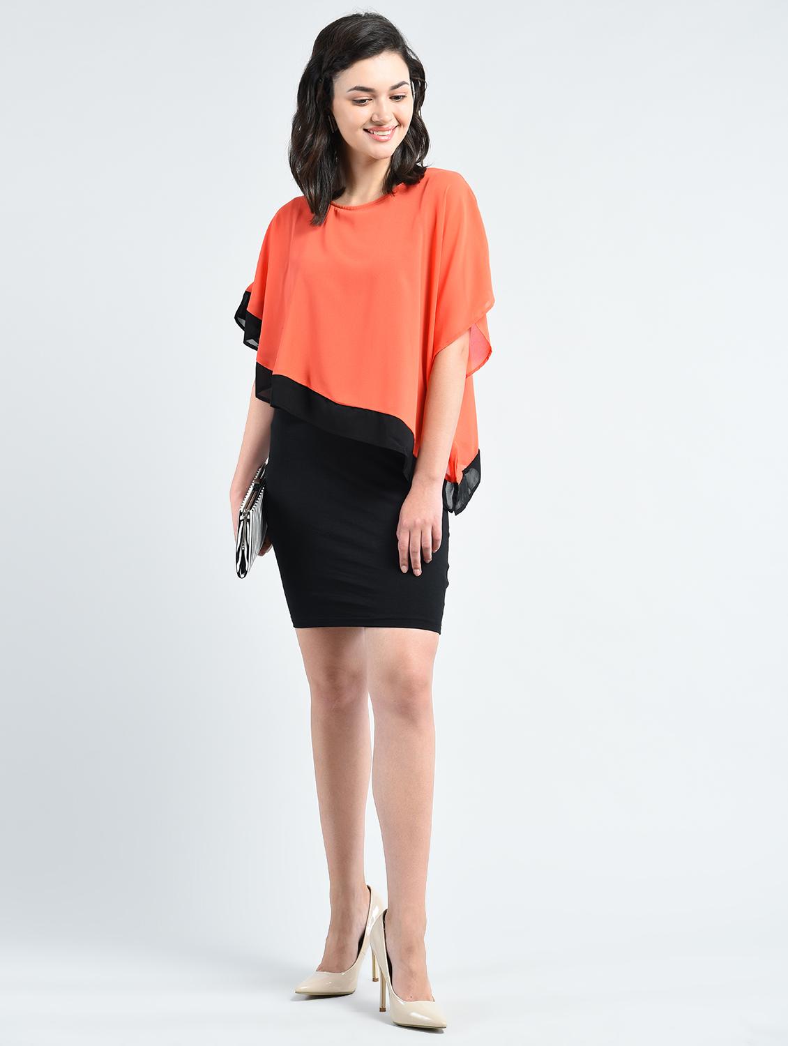 orange solid layered dress - 14915216 - Zoom Image - 5