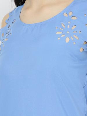 solid blue a-line dress - 14915961 - Standard Image - 5