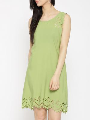 solid green a-line dress - 14915967 - Standard Image - 2