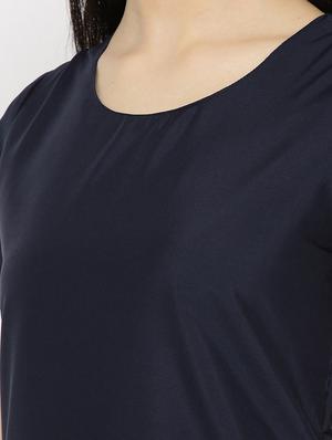Navy cut work scallop hem dress - 14915968 - Standard Image - 5