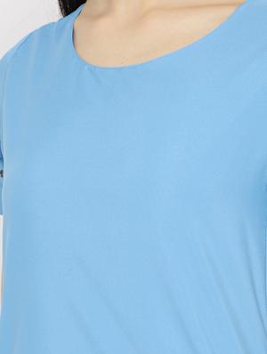 solid blue a-line dress - 14915971 - Standard Image - 5