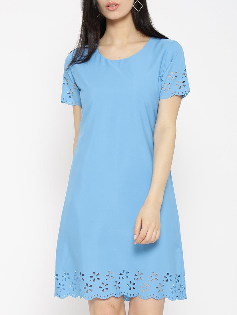 solid blue a-line dress - 14915971 - Zoom Image - 2