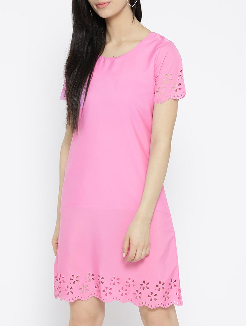 solid pink a-line dress - 14915976 - Zoom Image - 2