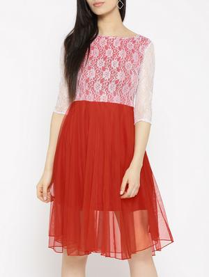 red fit & flare dress - 14915979 - Standard Image - 2