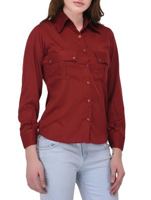 red solid crepe shirt - 14916522 - Standard Image - 2